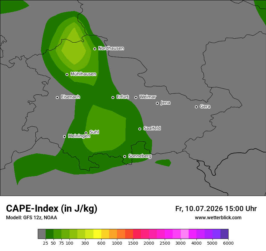 Modellkarte GFS – cape – th