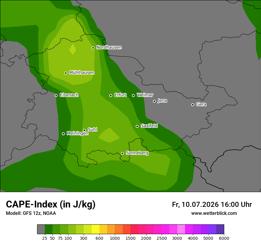 Modellkarte GFS – cape – th