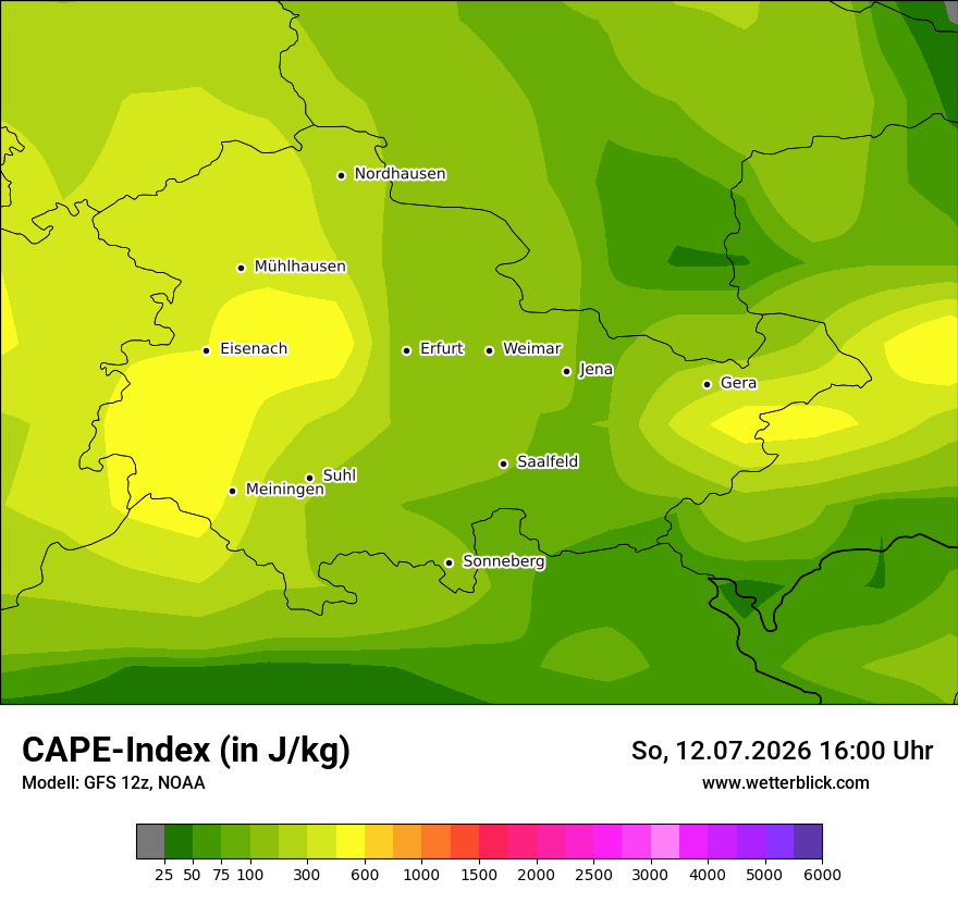 Modellkarte GFS – cape – th