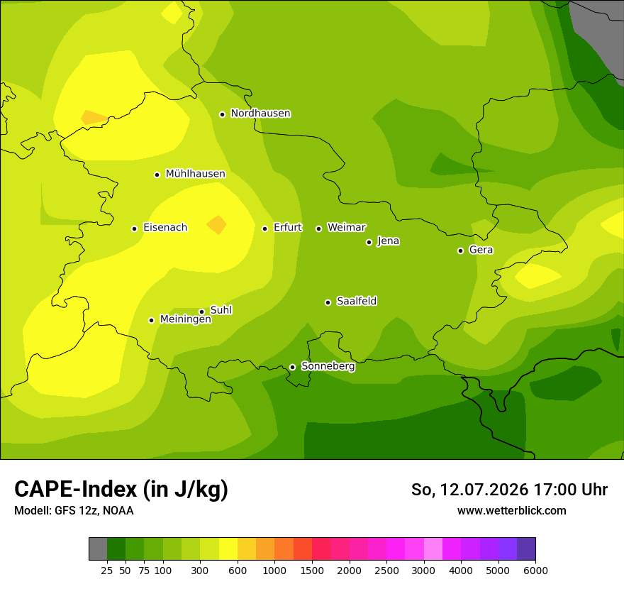 Modellkarte GFS – cape – th