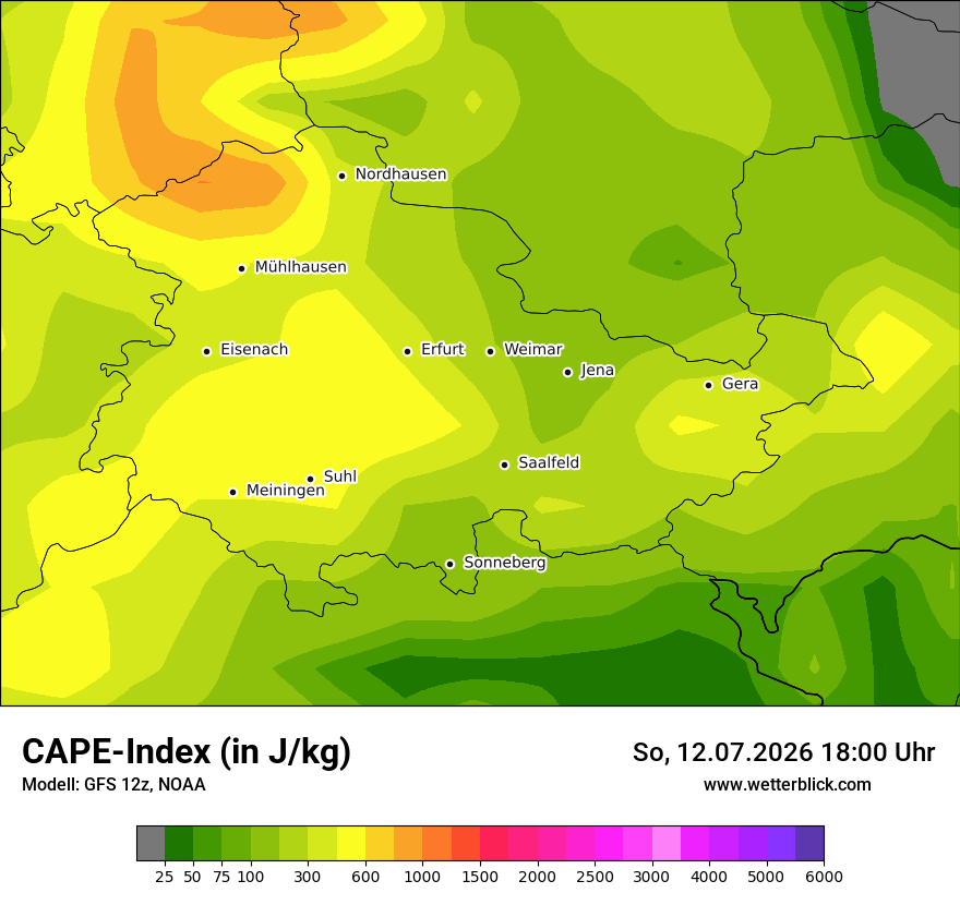 Modellkarte GFS – cape – th