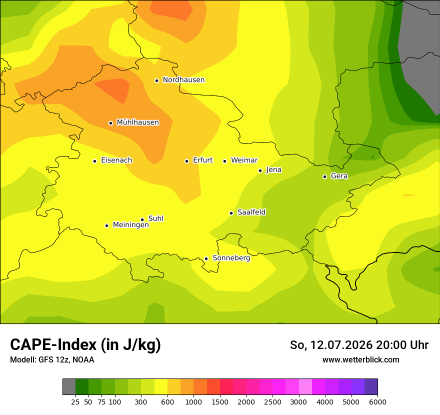 Modellkarte GFS – cape – th