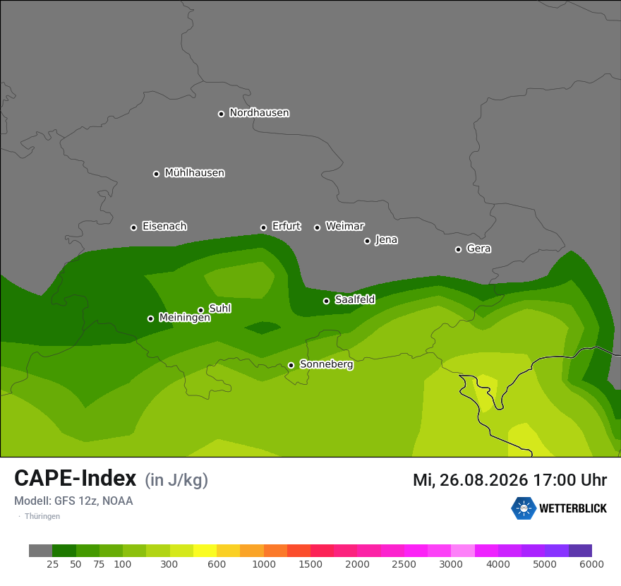 Modellkarte GFS – cape – th