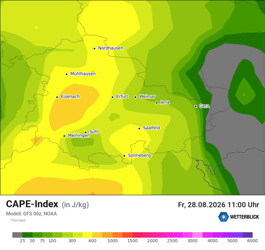 Modellkarte GFS – cape – th
