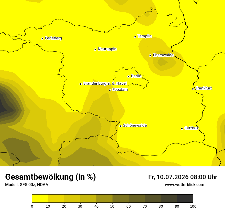 Modellkarte GFS – clct – bb