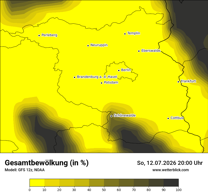 Modellkarte GFS – clct – bb