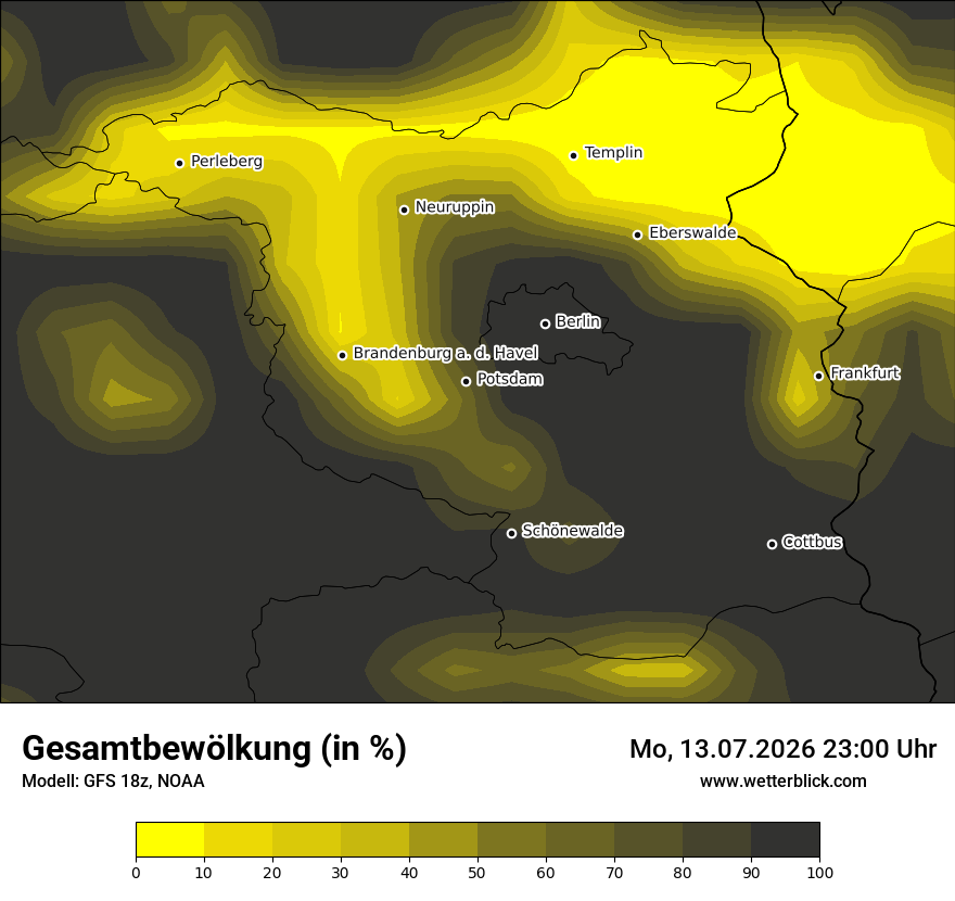 Modellkarte GFS – clct – bb