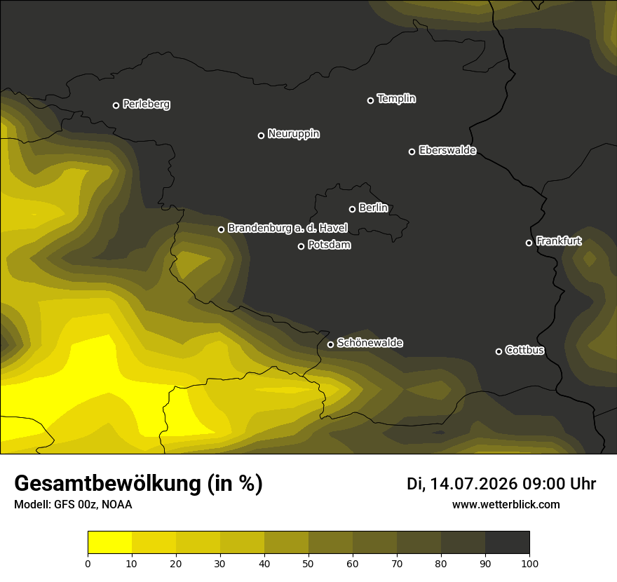 Modellkarte GFS – clct – bb