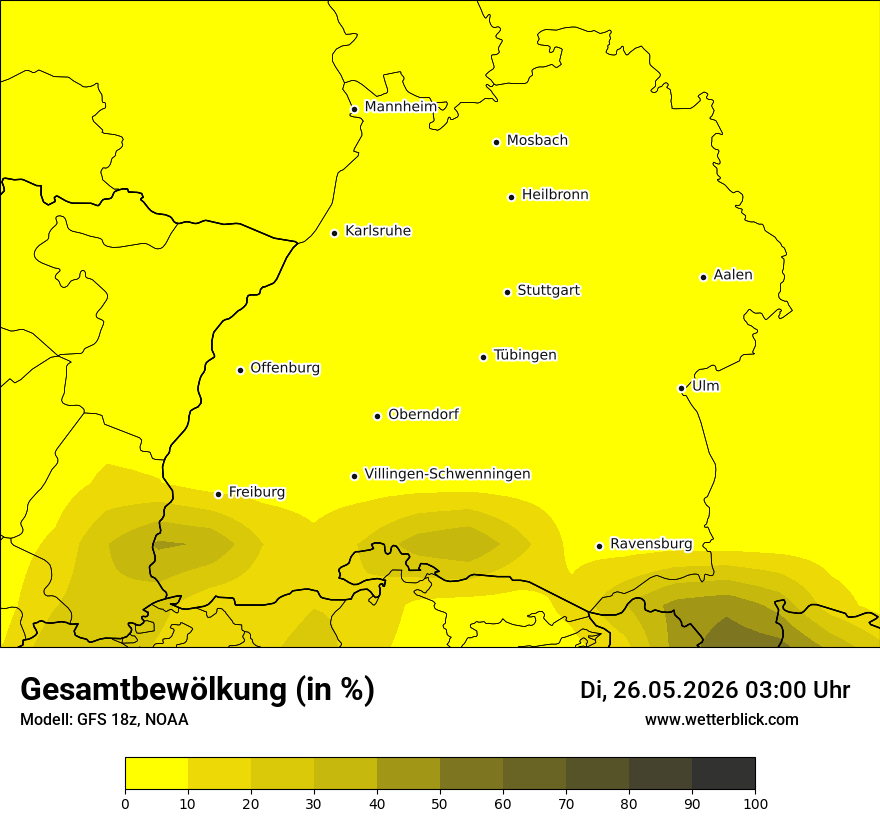Modellkarte GFS – clct – bw