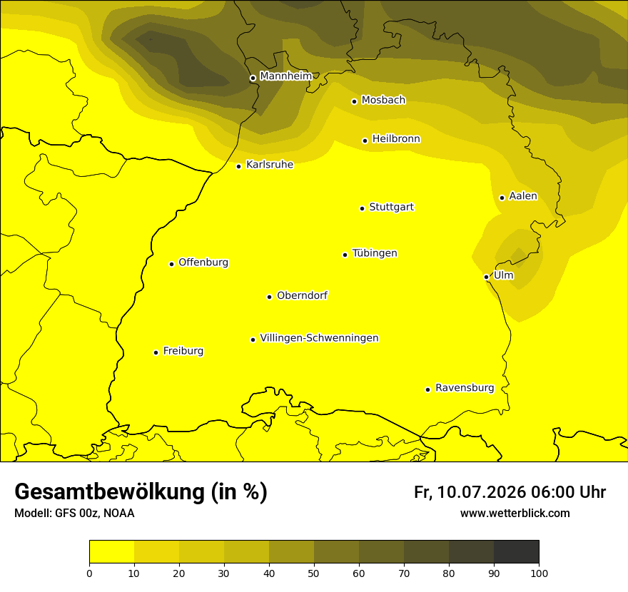 Modellkarte GFS – clct – bw