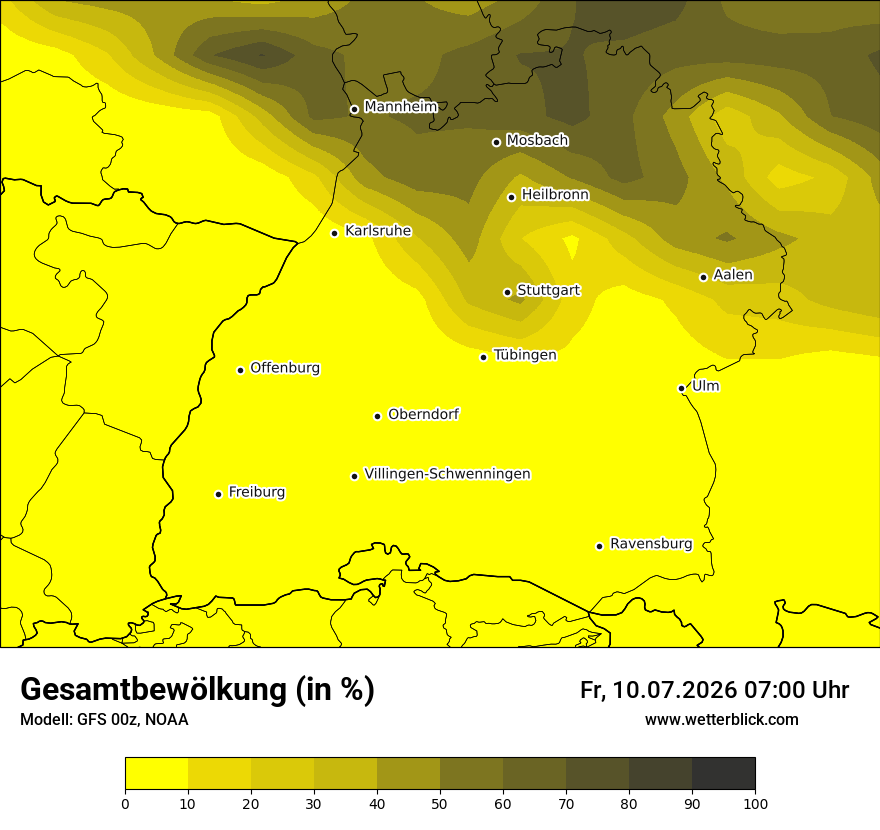 Modellkarte GFS – clct – bw