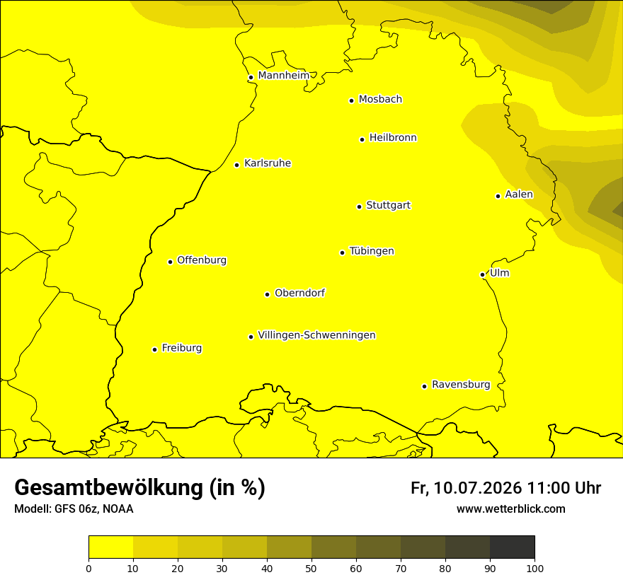 Modellkarte GFS – clct – bw