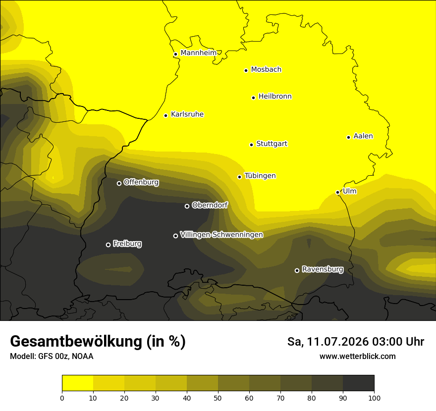 Modellkarte GFS – clct – bw