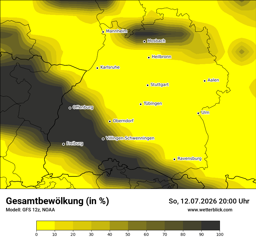 Modellkarte GFS – clct – bw