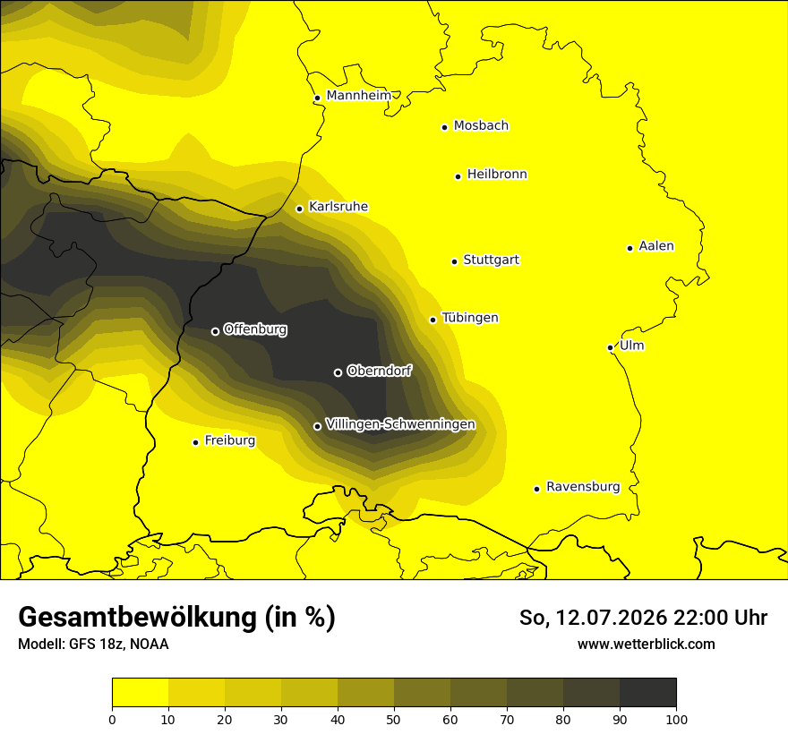 Modellkarte GFS – clct – bw