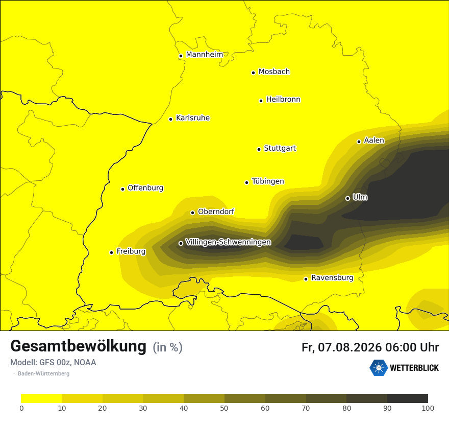 Modellkarte GFS – clct – bw
