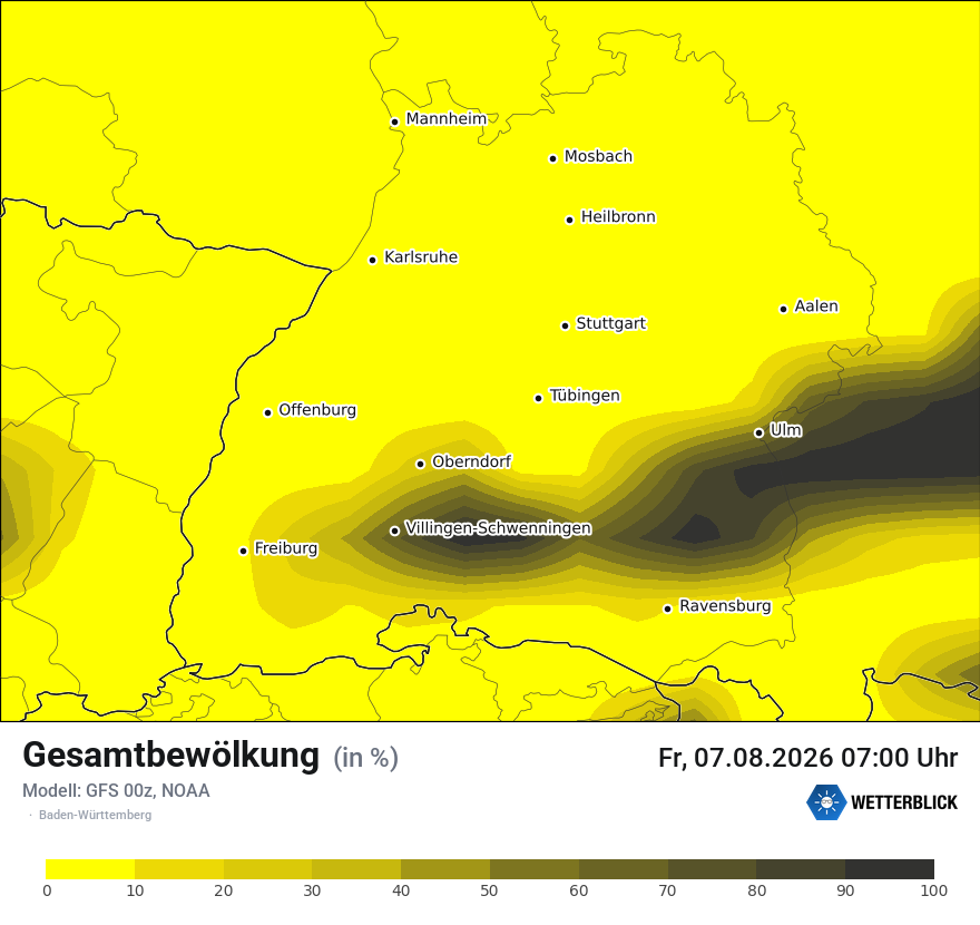 Modellkarte GFS – clct – bw