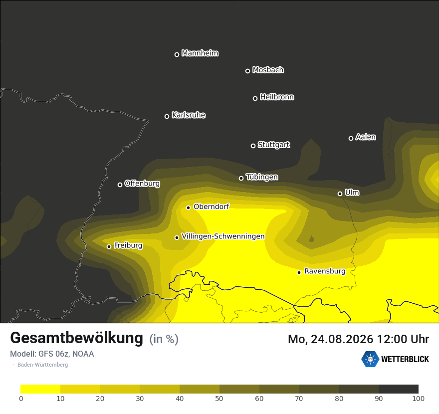 Modellkarte GFS – clct – bw