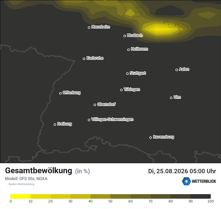 Modellkarte GFS – clct – bw