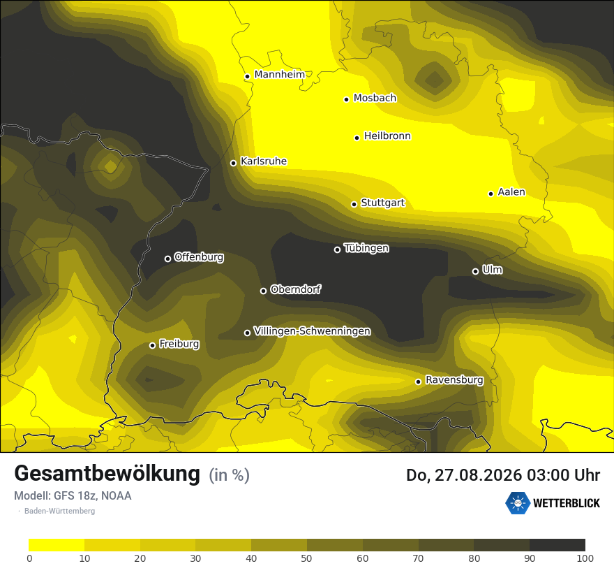 Modellkarte GFS – clct – bw