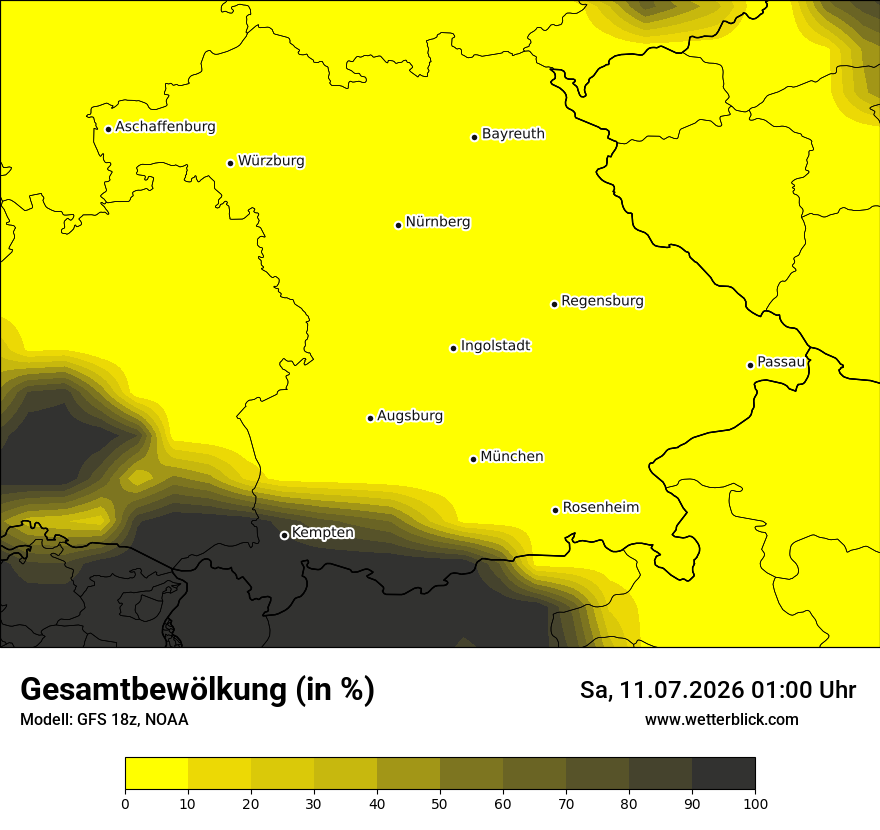 Modellkarte GFS – clct – by