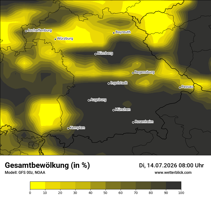 Modellkarte GFS – clct – by
