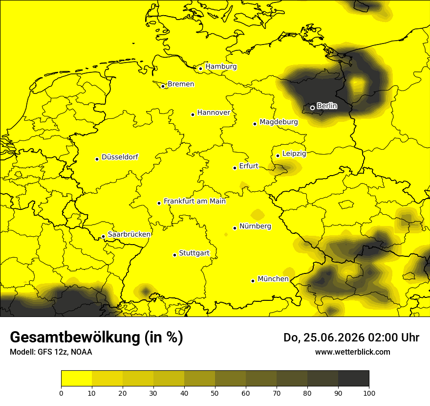 Modellkarte GFS – clct – deutschland