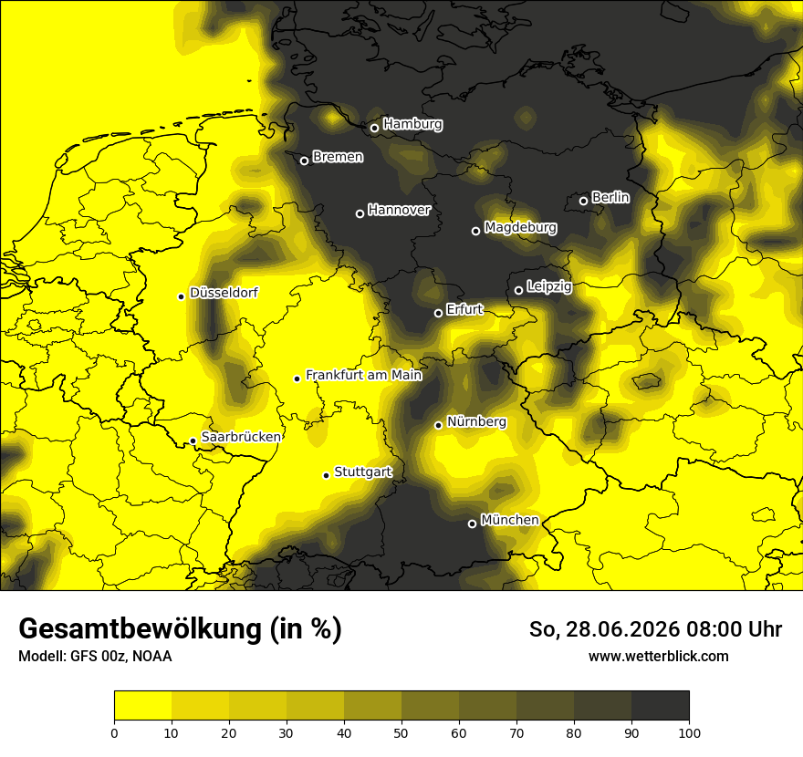 Modellkarte GFS – clct – deutschland