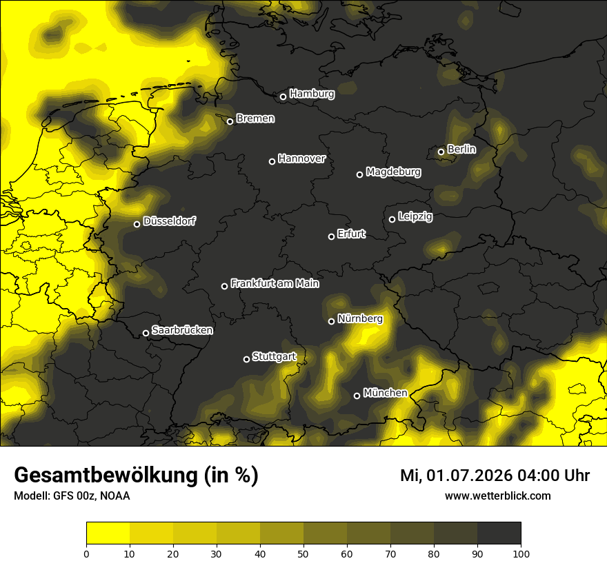 Modellkarte GFS – clct – deutschland