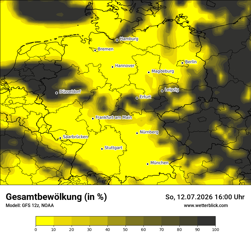 Modellkarte GFS – clct – deutschland