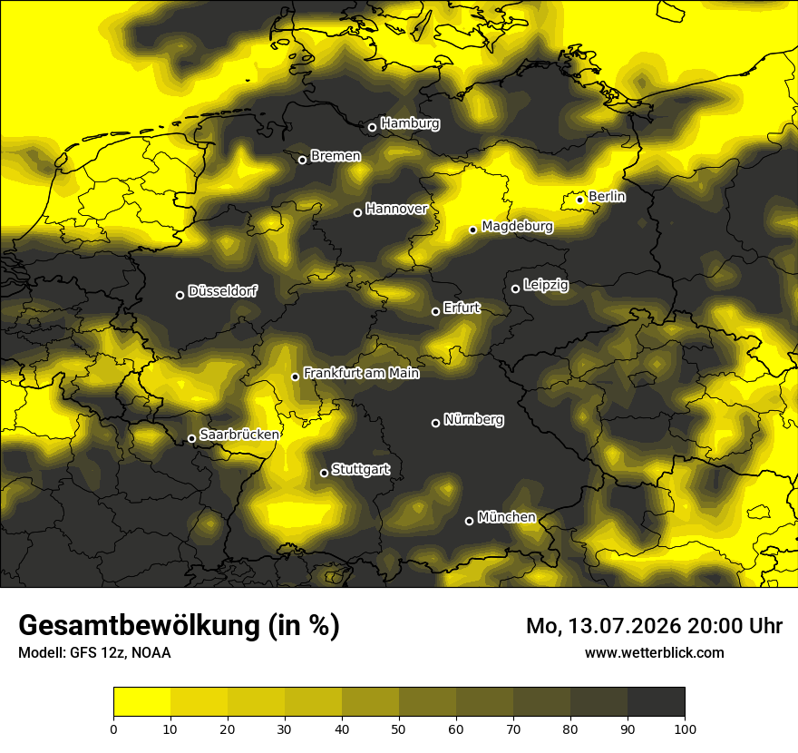 Modellkarte GFS – clct – deutschland