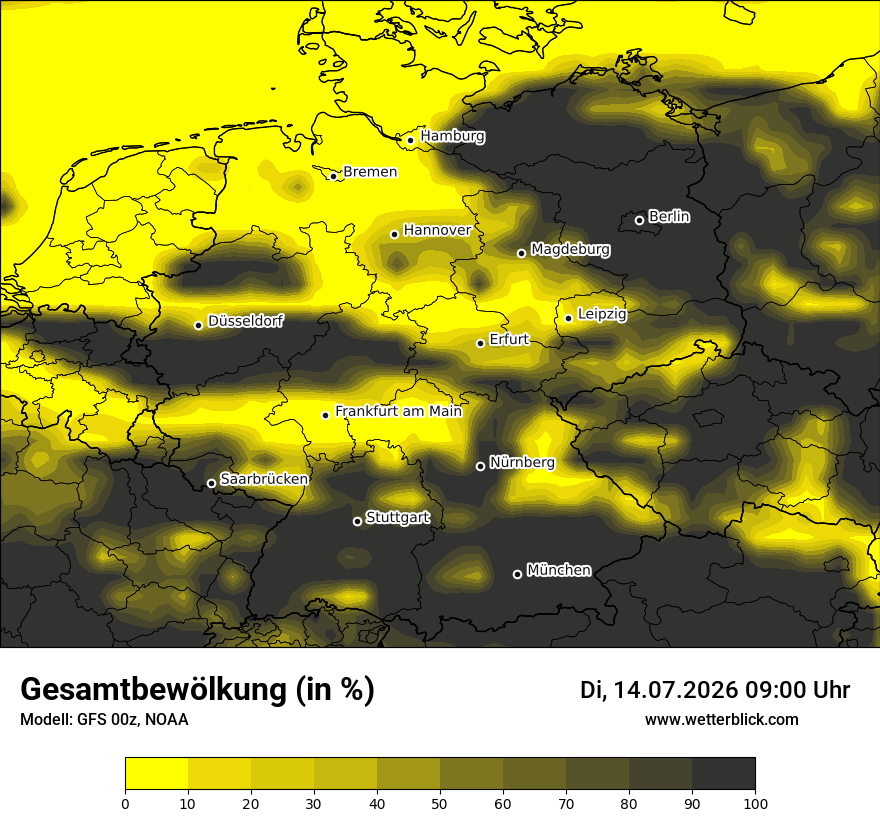 Modellkarte GFS – clct – deutschland