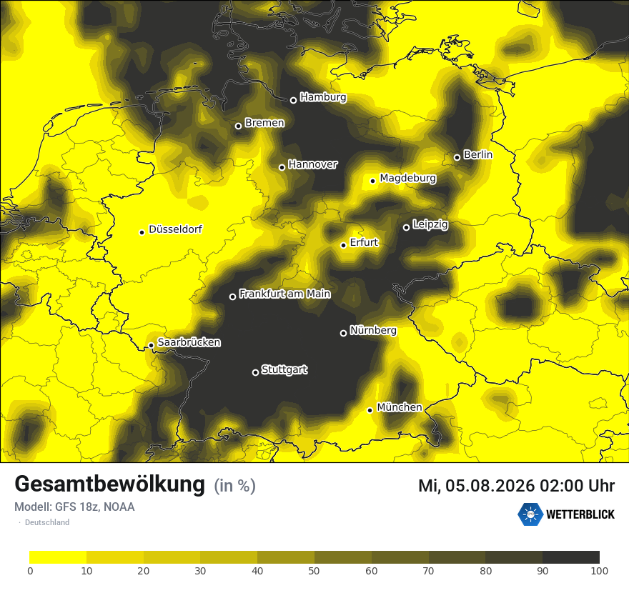 Modellkarte GFS – clct – deutschland