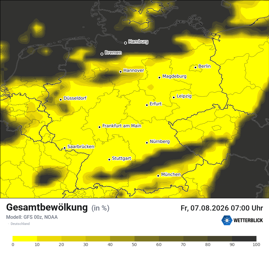 Modellkarte GFS – clct – deutschland