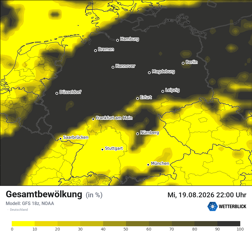 Modellkarte GFS – clct – deutschland