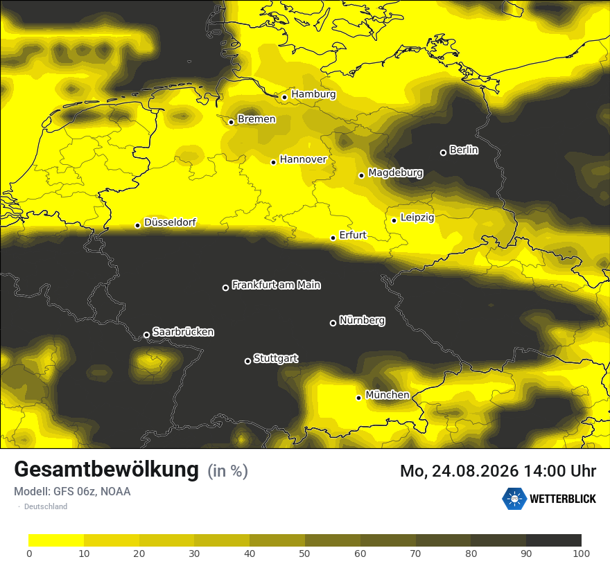 Modellkarte GFS – clct – deutschland