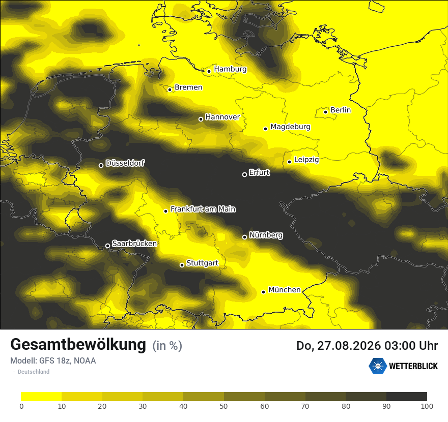 Modellkarte GFS – clct – deutschland