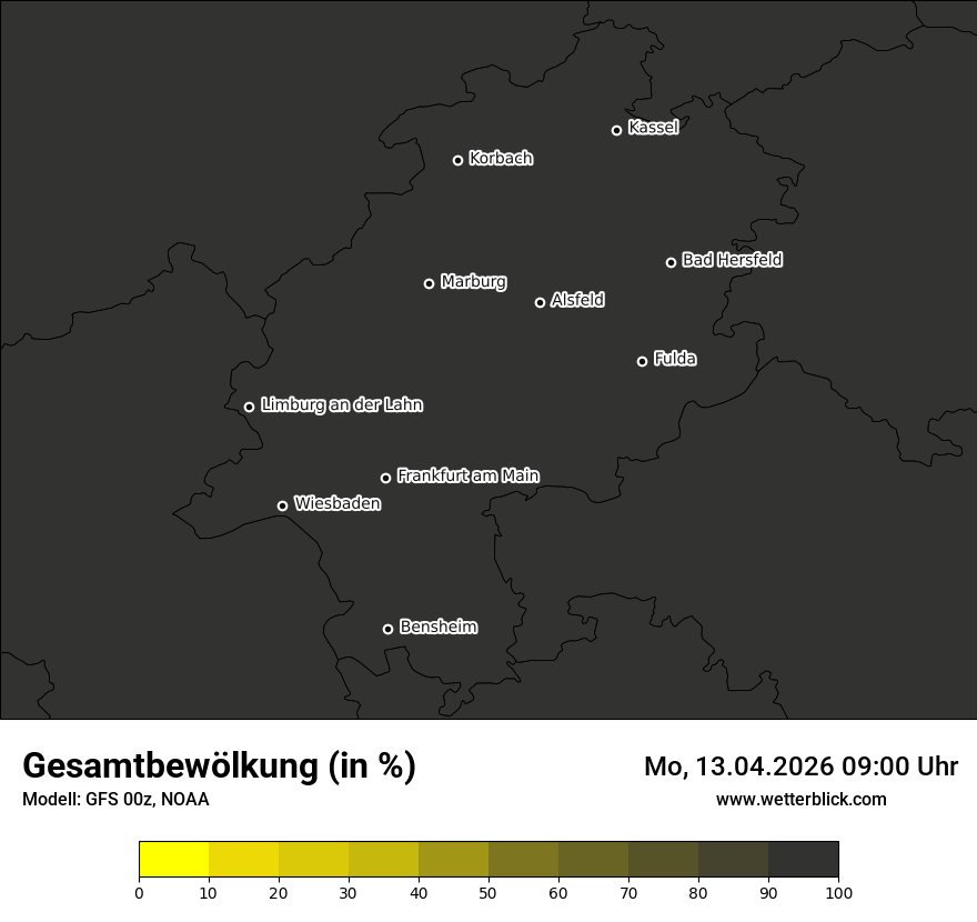 Modellkarte GFS – clct – he