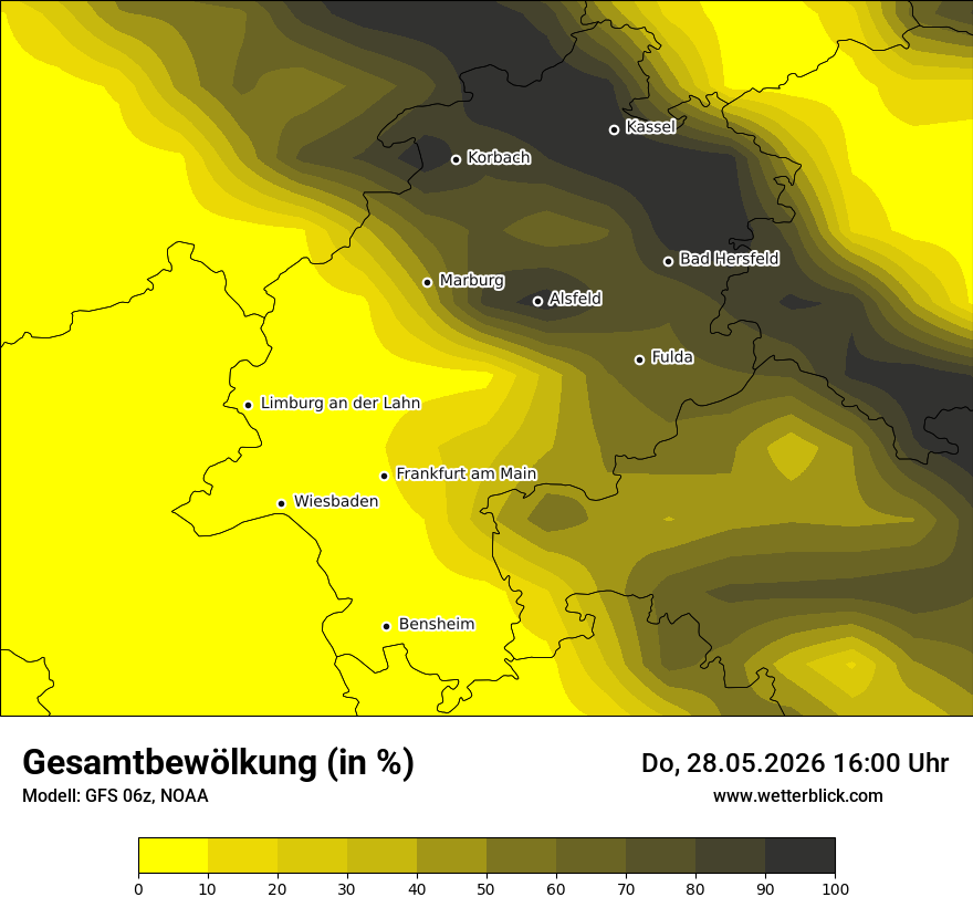 Modellkarte GFS – clct – he