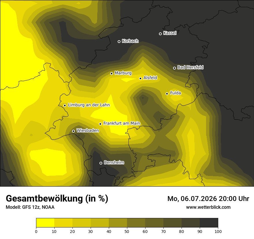 Modellkarte GFS – clct – he