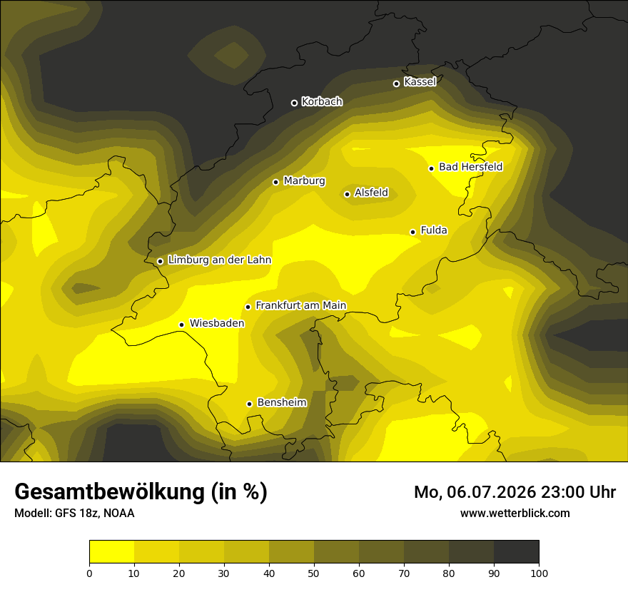 Modellkarte GFS – clct – he