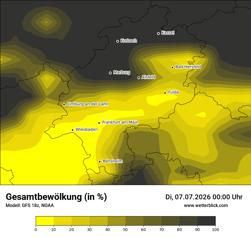 Modellkarte GFS – clct – he