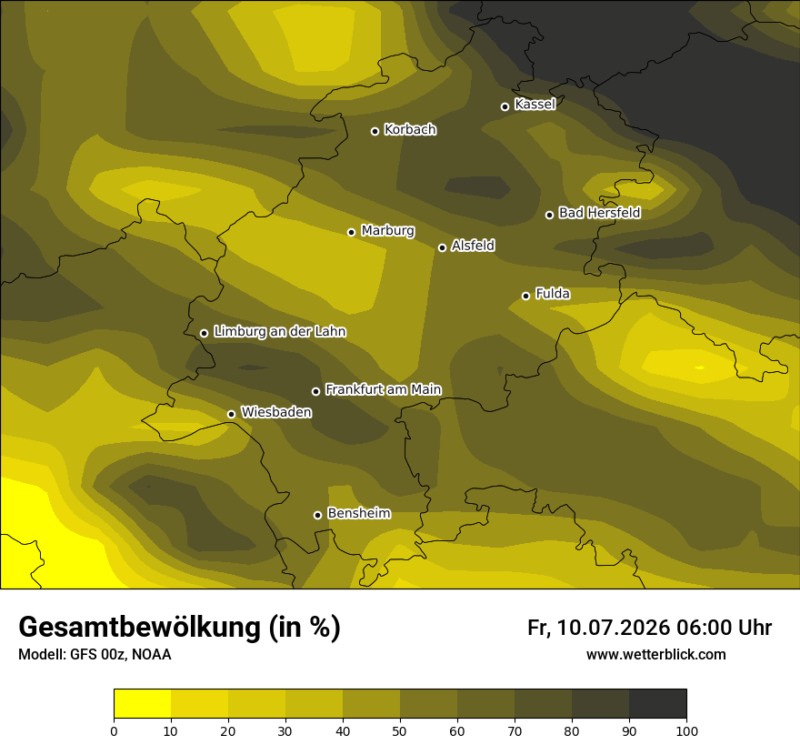 Modellkarte GFS – clct – he