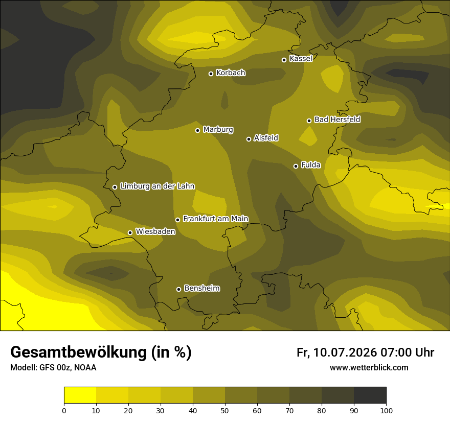 Modellkarte GFS – clct – he