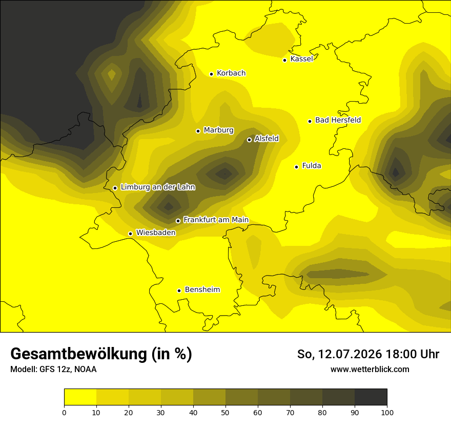 Modellkarte GFS – clct – he