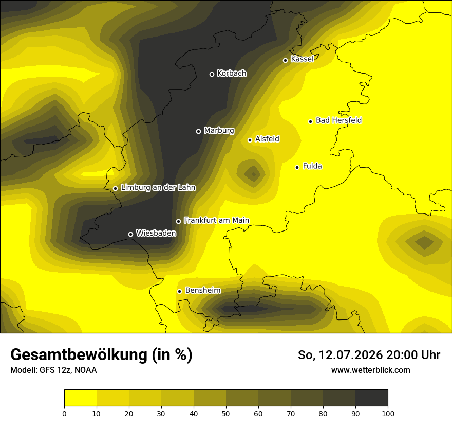 Modellkarte GFS – clct – he