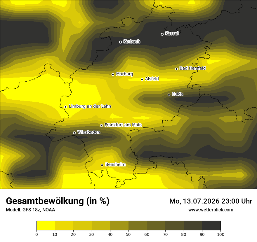 Modellkarte GFS – clct – he