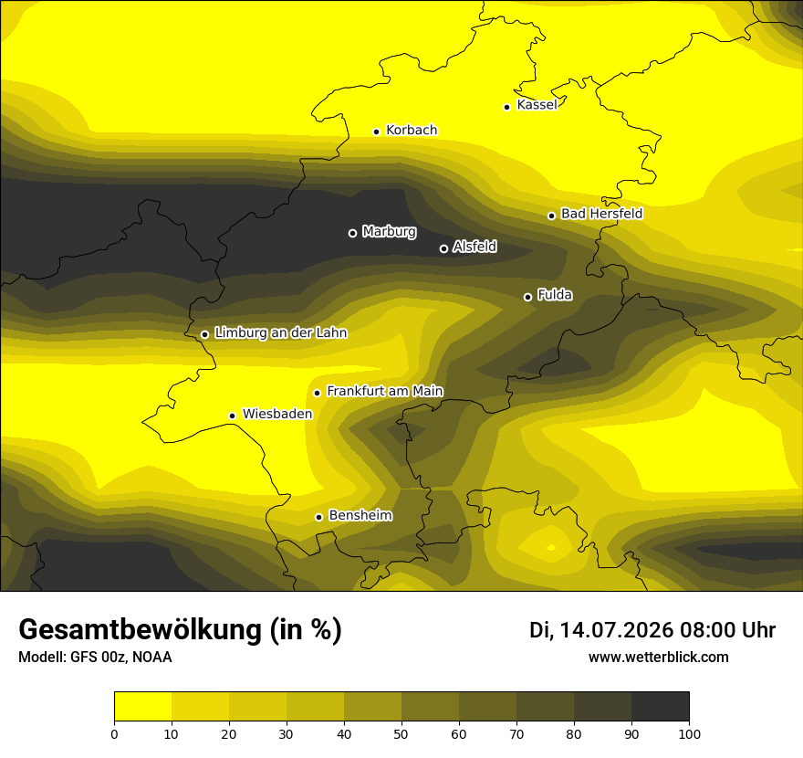 Modellkarte GFS – clct – he