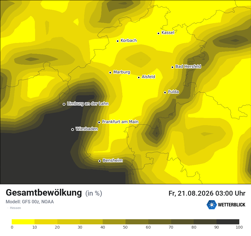 Modellkarte GFS – clct – he
