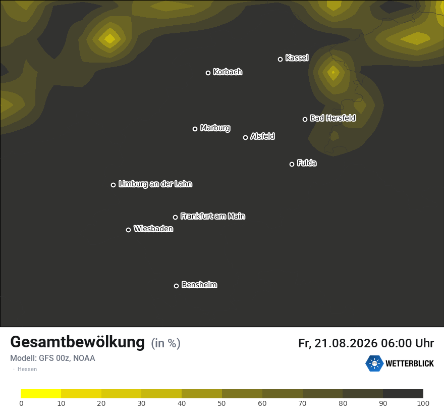 Modellkarte GFS – clct – he